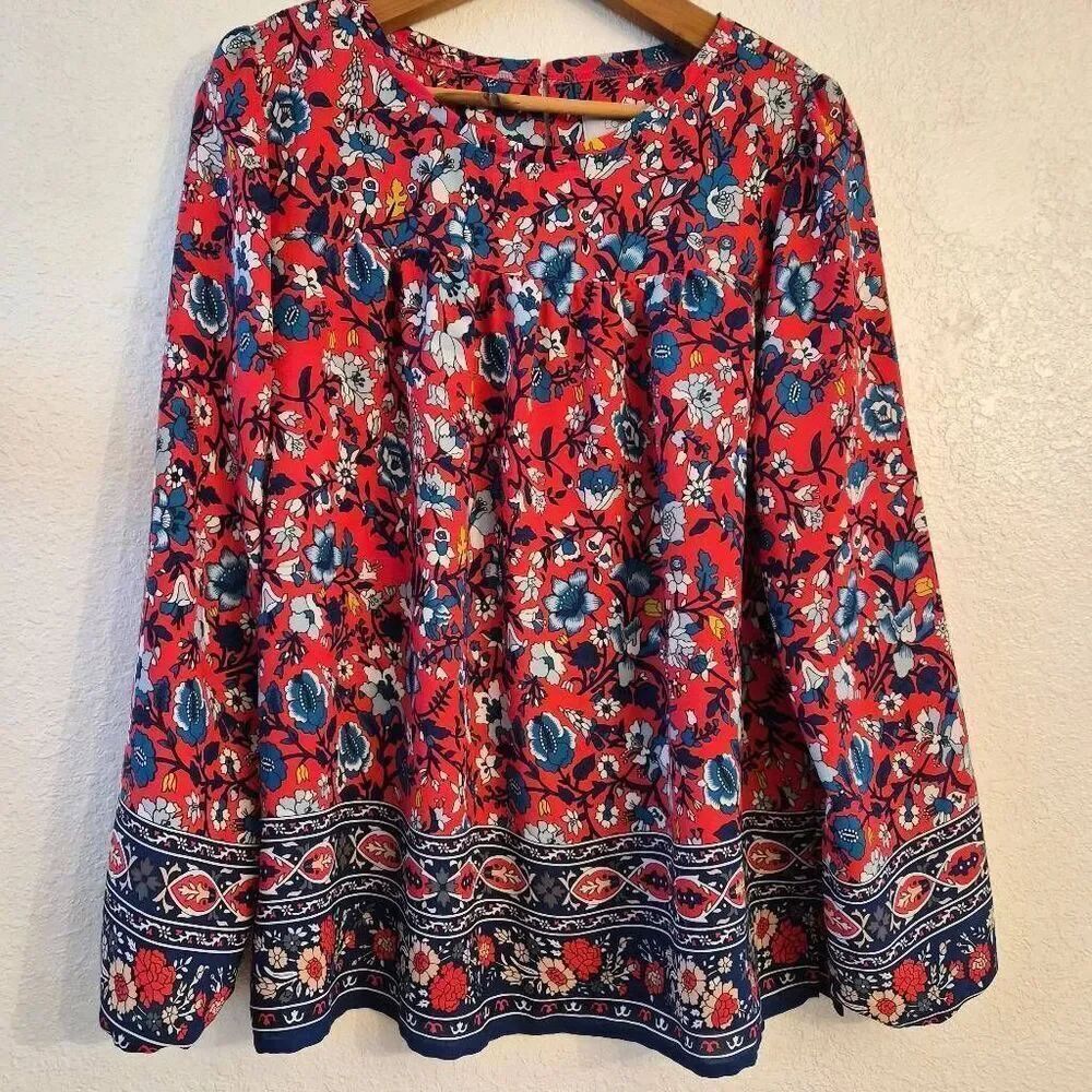 LOFT Colorful Floral Flowy Lightweight Blouse: July 4th, Resortwear, Summer